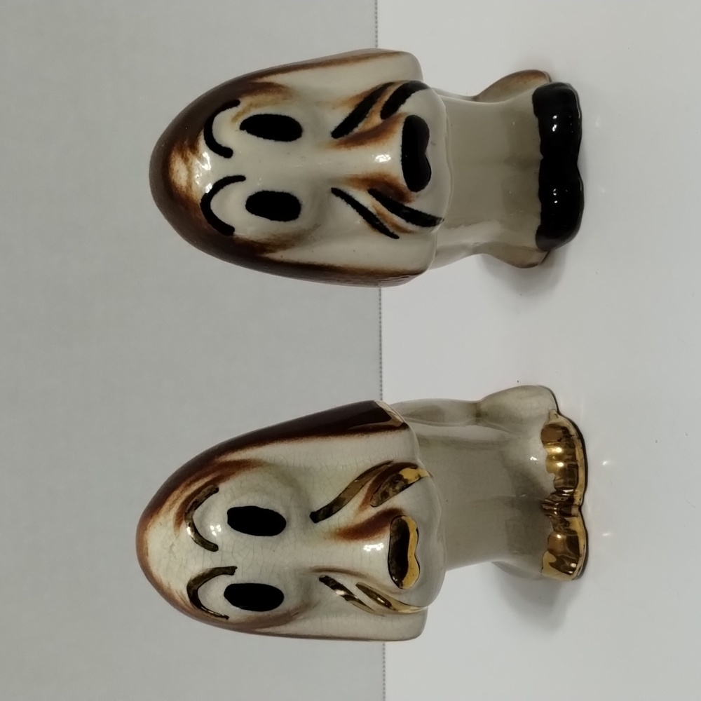 Vintage Japan Porcelain Bassett Hound Dog Figurines Set of 2 MCM